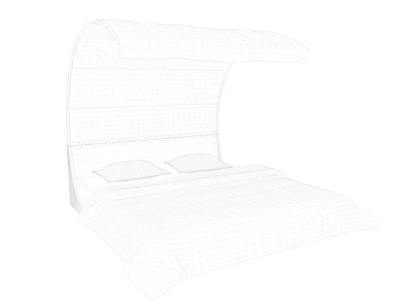 3d rendering of a lined bed on a white background