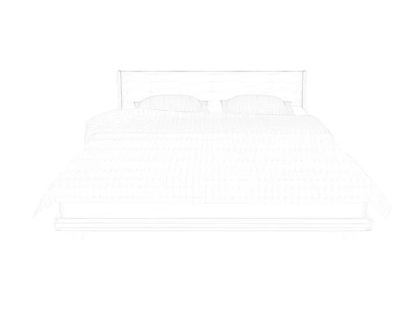 3d rendering of a lined bed on a white background