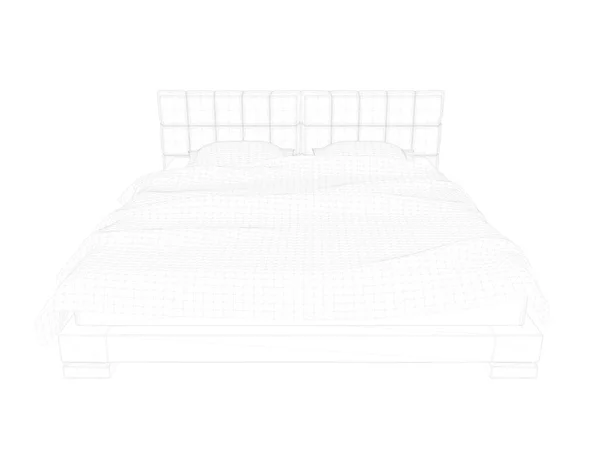 3d renderização de uma cama forrada sobre um fundo branco — Fotografia de Stock