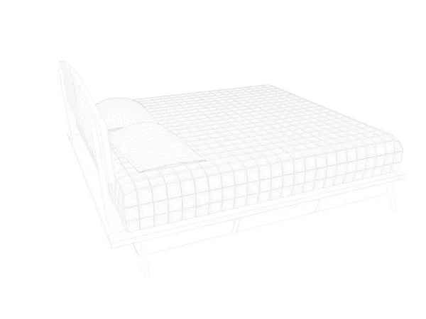 3d rendering of a lined bed on a white background — Stock Photo, Image