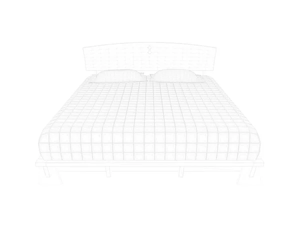 3d rendering of a lined bed on a white background — Stock Photo, Image