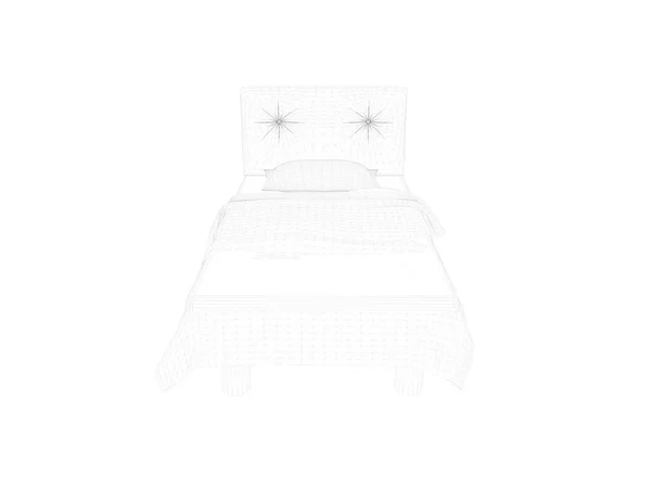Beyaz bir arka plan üzerinde çizgili bir yatak 3D render — Stok fotoğraf