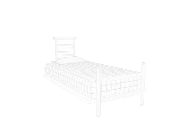 3d rendering of a lined bed on a white background — Stock Photo, Image