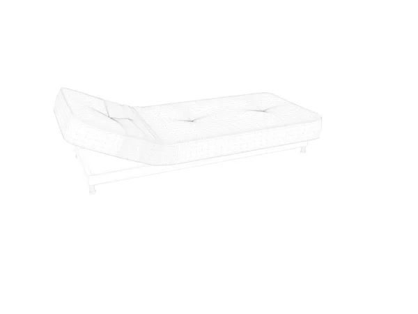 3D рендеринг подкладки кровати на белом фоне — стоковое фото