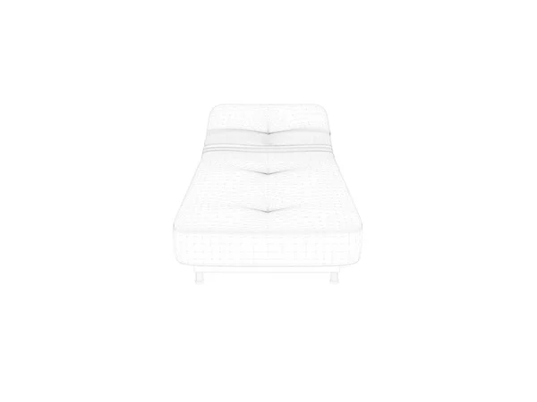 Renderowania 3D łóżko liniowane na białym tle — Zdjęcie stockowe