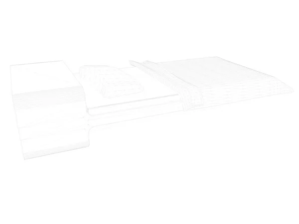 白い背景に並んでベッドの 3 d レンダリング — ストック写真