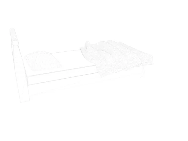 흰색 배경에 늘어선된 침대의 3d 렌더링 — 스톡 사진