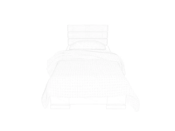 3d rendering of a lined bed on a white background — Stock Photo, Image