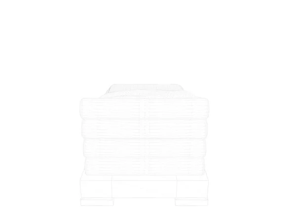 3d rendering of a lined bed on a white background — Stock Photo, Image