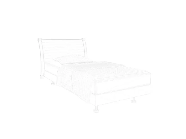 3d rendering of a lined bed on a white background — Stock Photo, Image