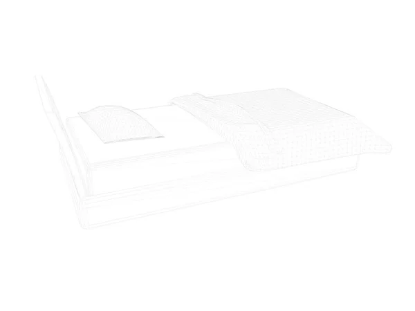 3D-rendering av en fodrad säng på vit bakgrund — Stockfoto