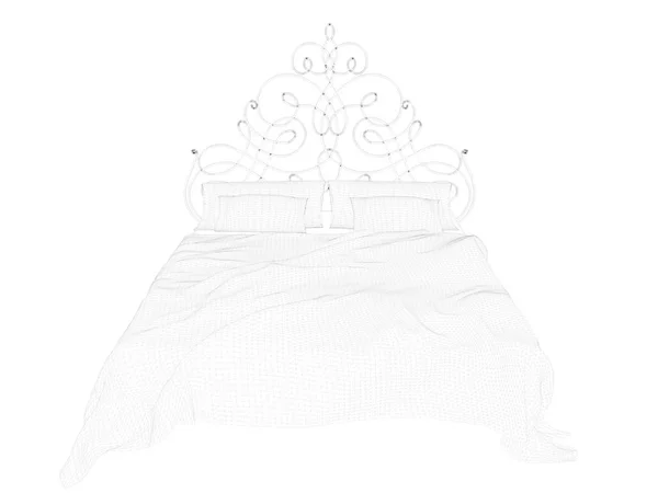 3d rendering of a lined bed on a white background — Stock Photo, Image