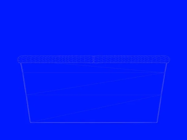 Renderowania 3D łóżko plan jako linie na niebieskim tle — Zdjęcie stockowe
