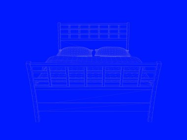 bir yatak planı satırları üzerinde mavi bir arka plan olarak 3D render