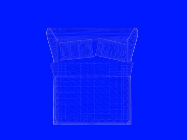 bir yatak planı satırları üzerinde mavi bir arka plan olarak 3D render