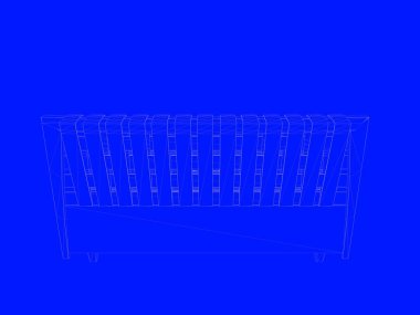 bir yatak planı satırları üzerinde mavi bir arka plan olarak 3D render