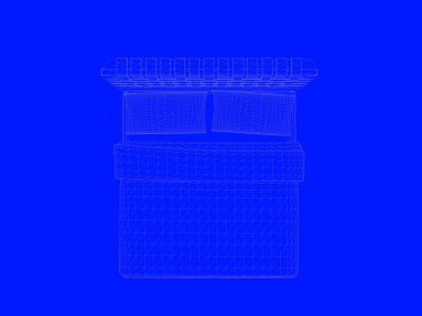 bir yatak planı satırları üzerinde mavi bir arka plan olarak 3D render