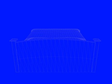 bir yatak planı satırları üzerinde mavi bir arka plan olarak 3D render
