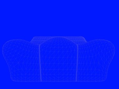 bir yatak planı satırları üzerinde mavi bir arka plan olarak 3D render