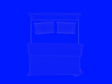 bir yatak planı satırları üzerinde mavi bir arka plan olarak 3D render