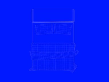 bir yatak planı satırları üzerinde mavi bir arka plan olarak 3D render