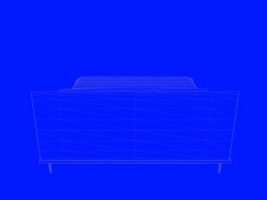 bir yatak planı satırları üzerinde mavi bir arka plan olarak 3D render