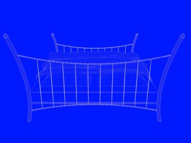 bir yatak planı satırları üzerinde mavi bir arka plan olarak 3D render