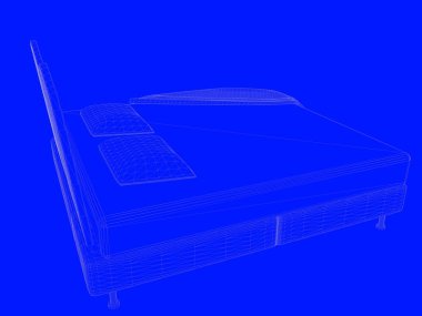 bir yatak planı satırları üzerinde mavi bir arka plan olarak 3D render