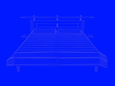 bir yatak planı satırları üzerinde mavi bir arka plan olarak 3D render