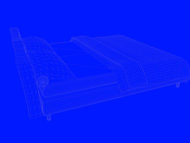 bir yatak planı satırları üzerinde mavi bir arka plan olarak 3D render