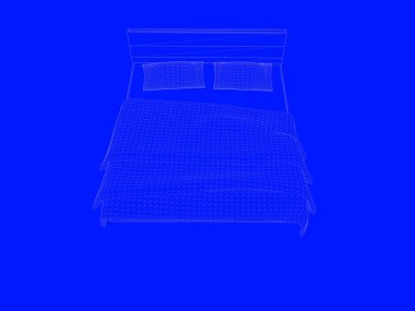 bir yatak planı satırları üzerinde mavi bir arka plan olarak 3D render