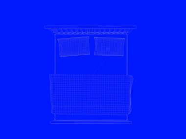 bir yatak planı satırları üzerinde mavi bir arka plan olarak 3D render