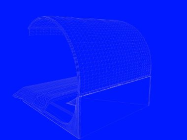 bir yatak planı satırları üzerinde mavi bir arka plan olarak 3D render