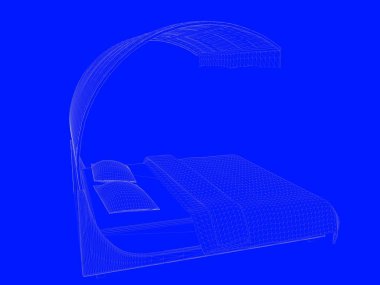bir yatak planı satırları üzerinde mavi bir arka plan olarak 3D render