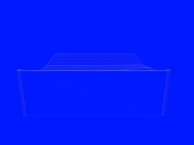 bir yatak planı satırları üzerinde mavi bir arka plan olarak 3D render