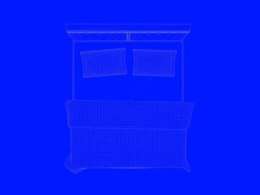 bir yatak planı satırları üzerinde mavi bir arka plan olarak 3D render