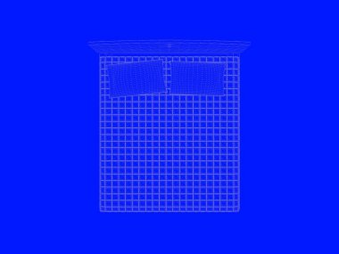 bir yatak planı satırları üzerinde mavi bir arka plan olarak 3D render