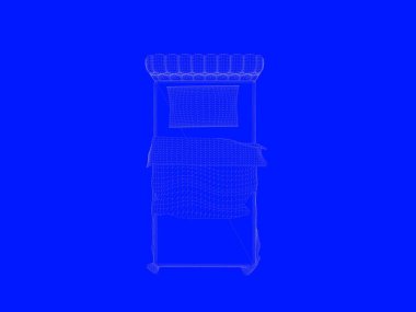 bir yatak planı satırları üzerinde mavi bir arka plan olarak 3D render