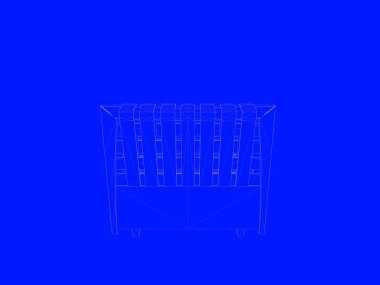 bir yatak planı satırları üzerinde mavi bir arka plan olarak 3D render