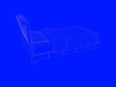 bir yatak planı satırları üzerinde mavi bir arka plan olarak 3D render