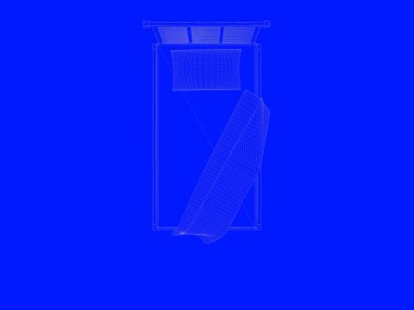 bir yatak planı satırları üzerinde mavi bir arka plan olarak 3D render