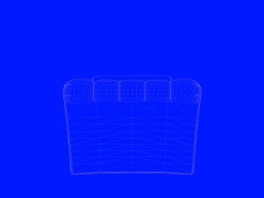 bir yatak planı satırları üzerinde mavi bir arka plan olarak 3D render