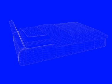 bir yatak planı satırları üzerinde mavi bir arka plan olarak 3D render