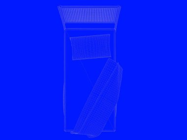 bir yatak planı satırları üzerinde mavi bir arka plan olarak 3D render