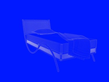 bir yatak planı satırları üzerinde mavi bir arka plan olarak 3D render