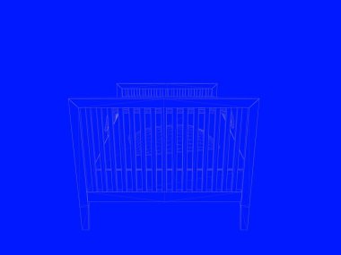 bir yatak planı satırları üzerinde mavi bir arka plan olarak 3D render