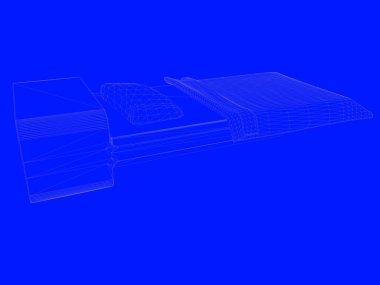 bir yatak planı satırları üzerinde mavi bir arka plan olarak 3D render