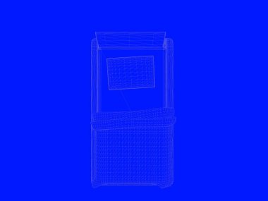 bir yatak planı satırları üzerinde mavi bir arka plan olarak 3D render