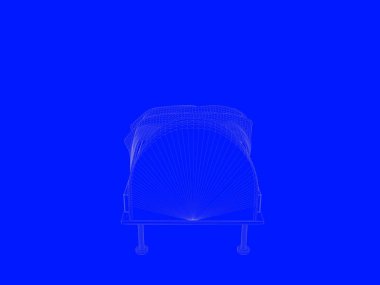 bir yatak planı satırları üzerinde mavi bir arka plan olarak 3D render