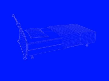 bir yatak planı satırları üzerinde mavi bir arka plan olarak 3D render